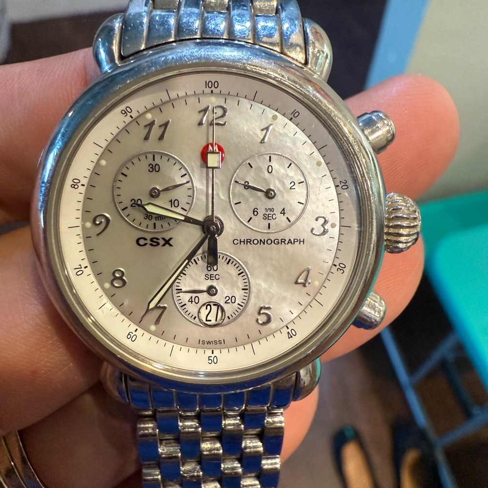 Michele Silver Chronograph Watch